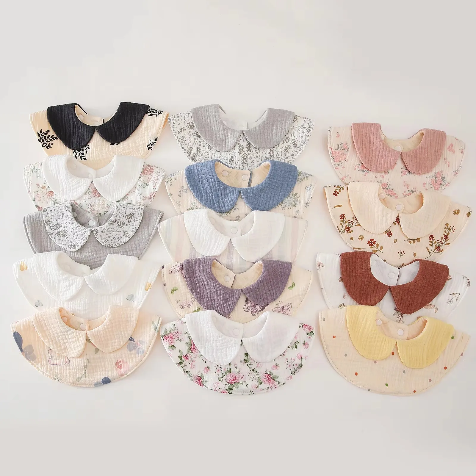 

Printed Collar Baby Bibs Cotton Saliva Towel 6 Layer Gauze Baby Burp Cloths Girls Adjustable Bibs for Newborn Babies Accessories