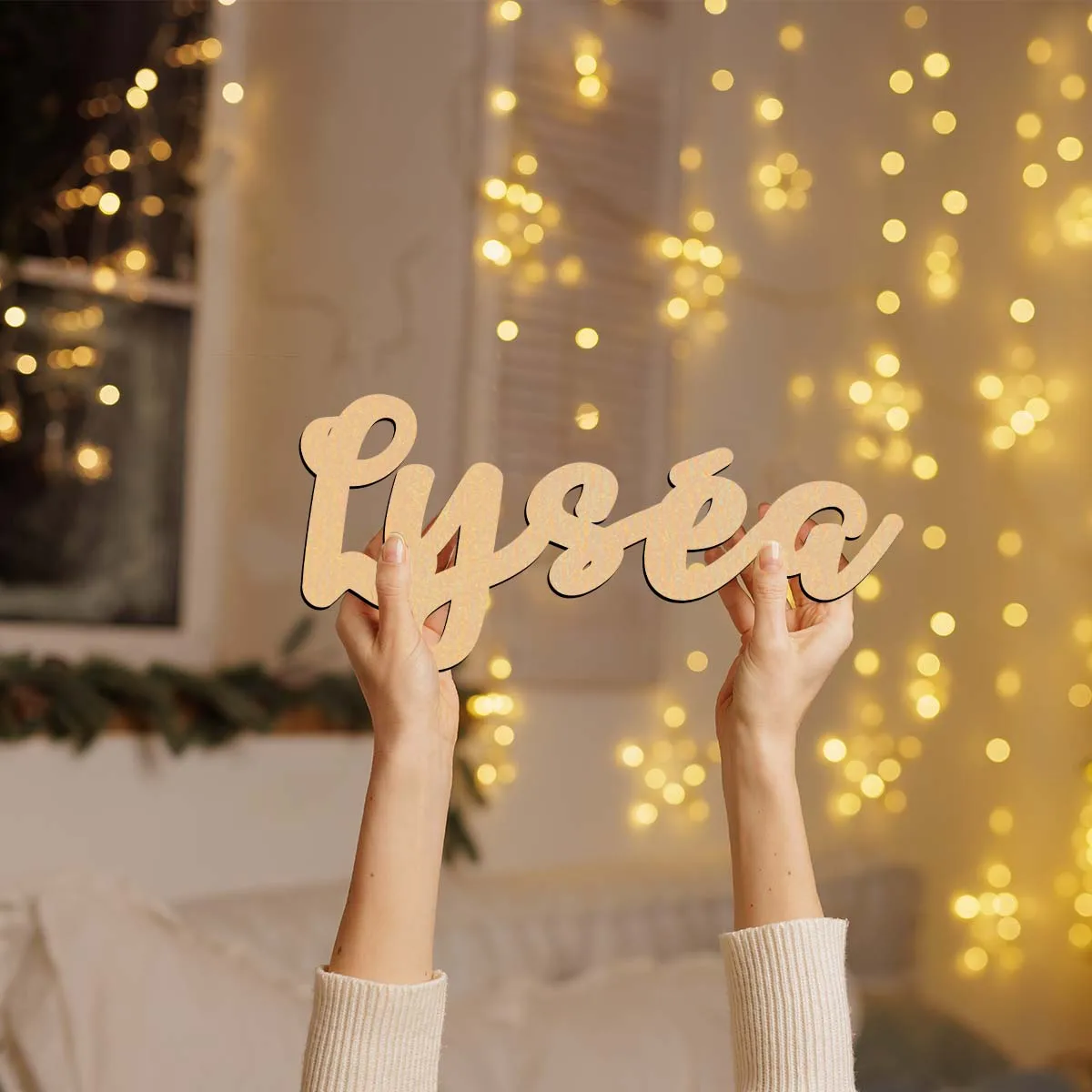 1pc Creative Lysea example Customizable Text Wood Material Wooden Decor Wooden Plaque Vertical Orientation Door Hanging Decor