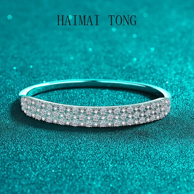 

Браслет HAIMAITONG New Teck PT950 из платины с муассанитом, простой, но изысканный дизайн.