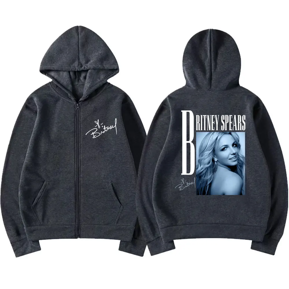 Hip Hop Singer Britney Spears Zip Up Hoodies Men Women Oversized Harajuku Fleece Sweatshirt Ieisure Cardigan Hoodie Streetwear