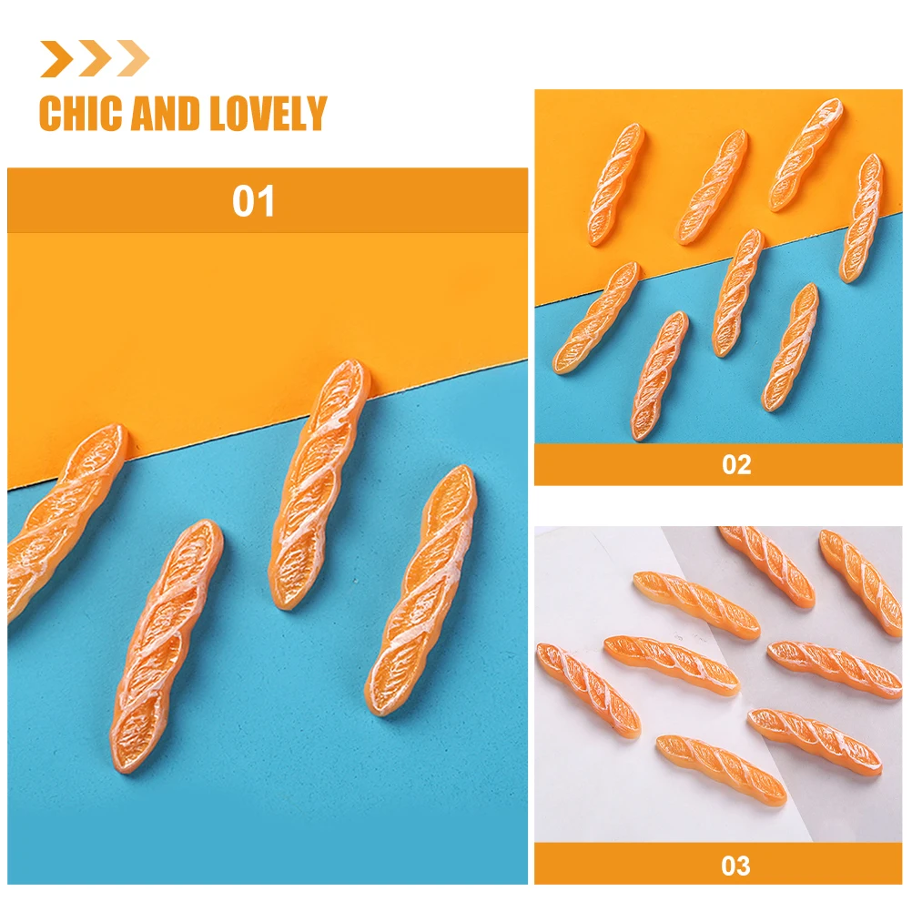 

12pcs Baguette Mini House Ornament Mini Bread Model Resin Craft Decor House Toy DIY AccessoriesMini Bread Decor