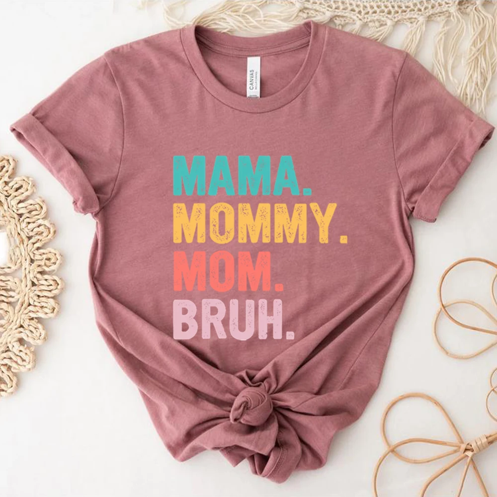 Mama Mommy Mom Bruh T Shirt Mom Shirt Mama Life Shirts Mother\'s Day T-shirt Women Summer Trendy Short Sleeve Casual Tops