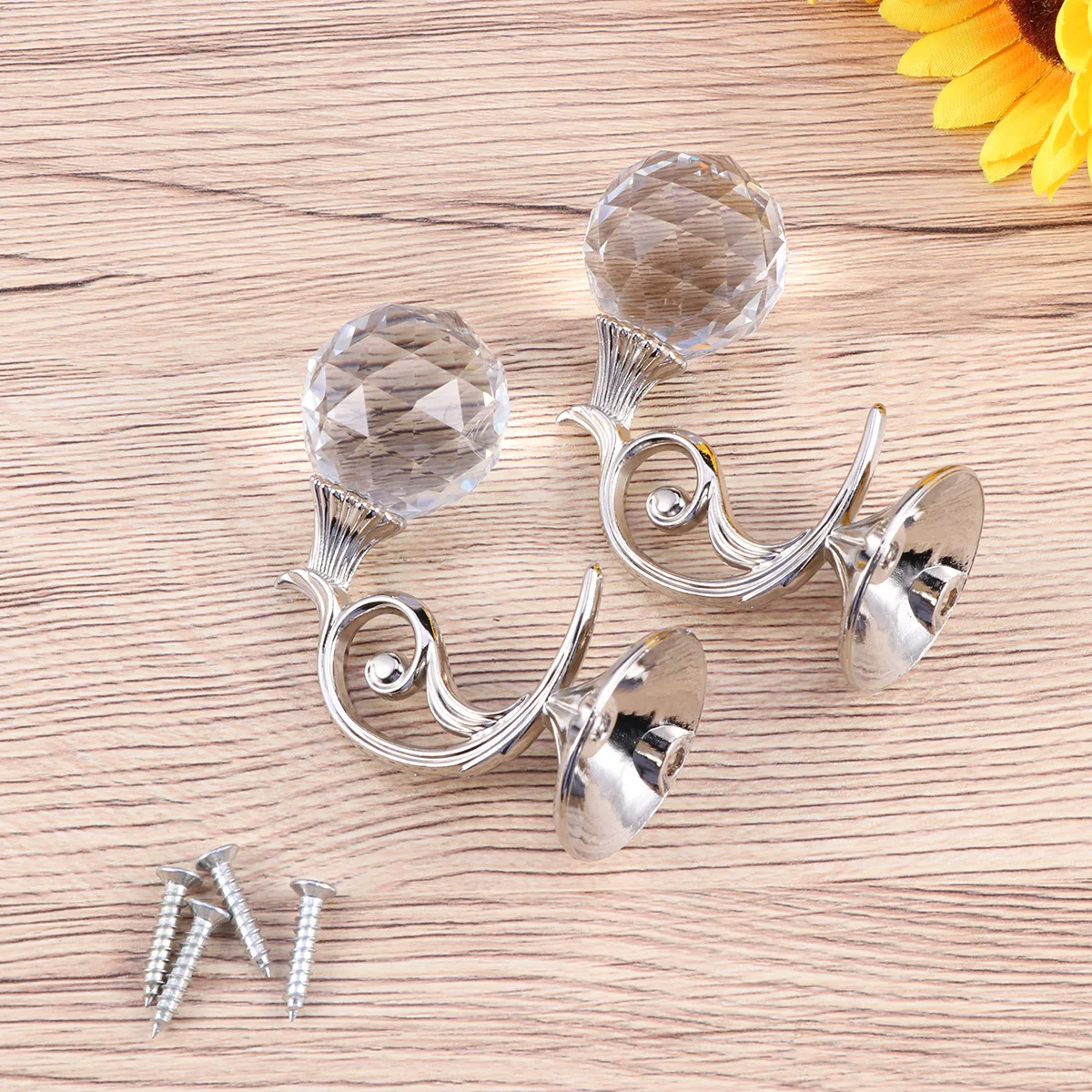 

Crystal Curtain Wall Hooks Silver Plated Rust Resistant Smooth Glossy Tiebacks For Window Curtains Hanging Holder
