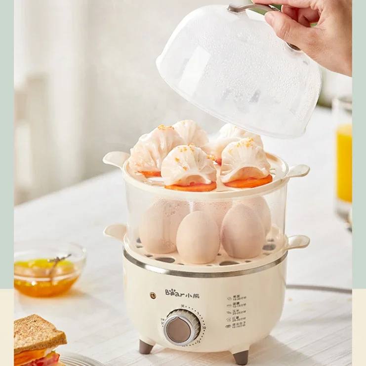 Mini Egg Steamer para uso doméstico, máquina multifuncional de café da manhã de camada dupla, vaporizador automático para dormitório