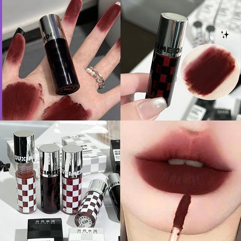Matter Lippenstift, Punk, dunkelroter Lipgloss, wasserfest, langlebig, rauchig, nackt, lila, mattierter Lippenstift, natürliche Schokolade, Lippentönung, Make-up