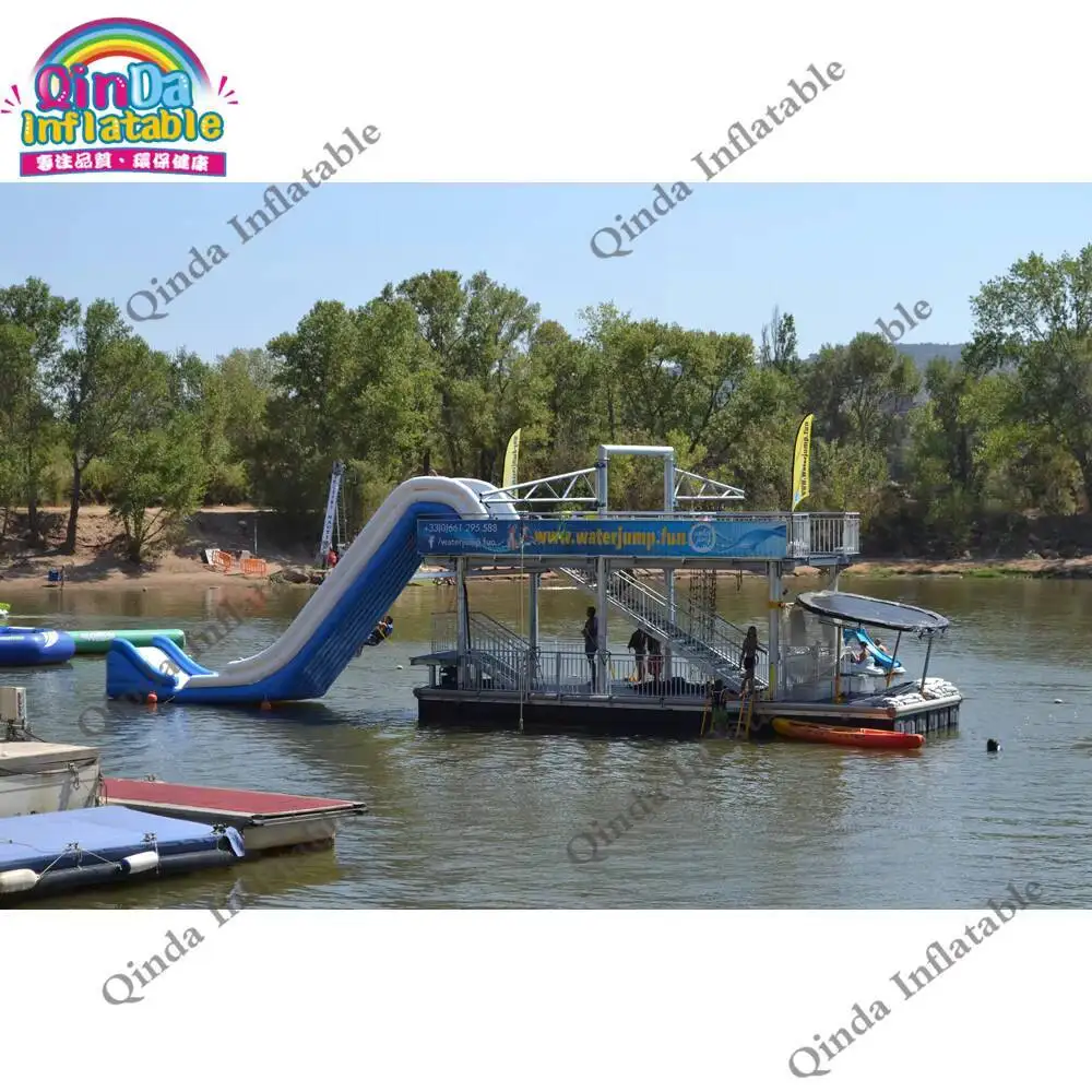 

Commercial Garde Portable Inflatable Boat Dock Slides,inflatable Floating Yacht Slide With Down-up Slide