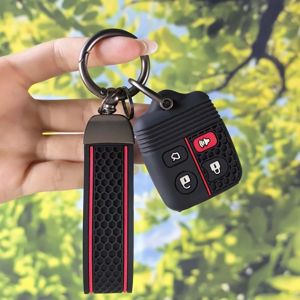Vertical Red Stripe Honeycomb Key Wrap With Keychain For Ford Transit MK6 Connect 2000-2006 Decorative Car Fob Cover