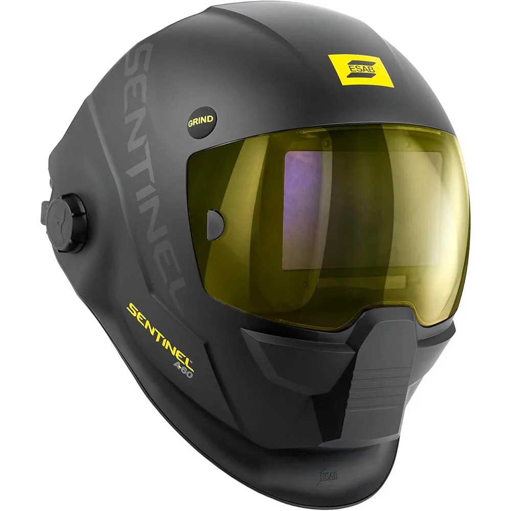 A60 Welding Helmet, Black Low-Profile Design, High Impact Resistance Nylon, Large Viewing Area 4.65 in x 2.80 in