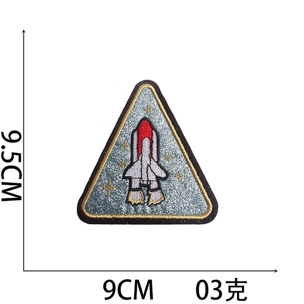 Hot 1pcs Patch Rocket Space Stickers Iron On Patches for Clothing Sewing Embroidery Fusible Applique Badge Decoration Stripes