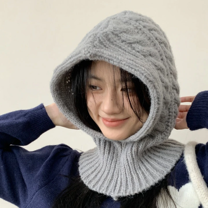 

New Cute Fried Dough Twists Pullover Warm Wool Balaclava Hat Women's Winter Fashion Hat Windproof Ear Protection Knitted Cap Men