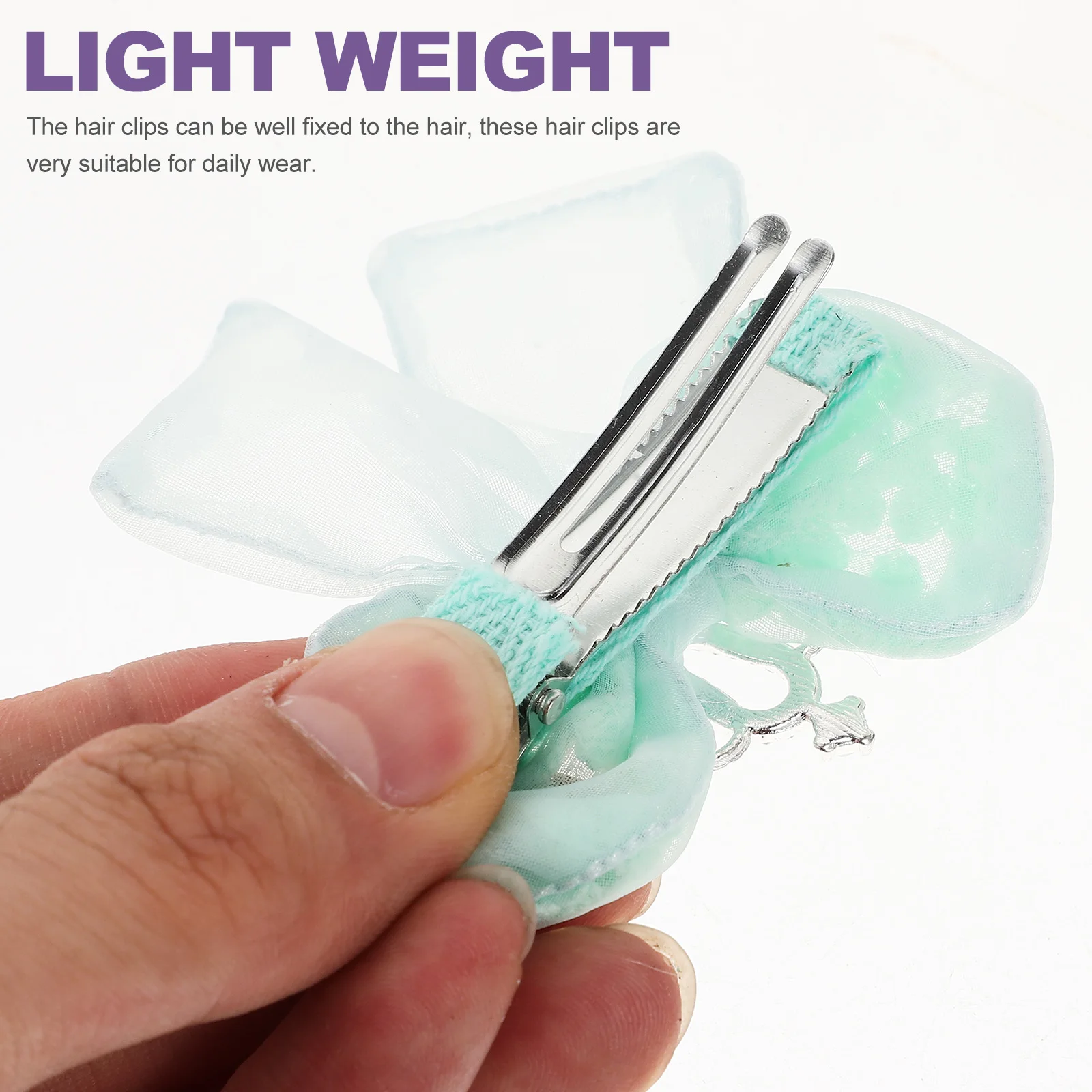 

2pcs Hair Clips Fabric Ribbon Crown Bow Hairpin Light Green Cute Accessories Girls Child Daily Wear Party Performance