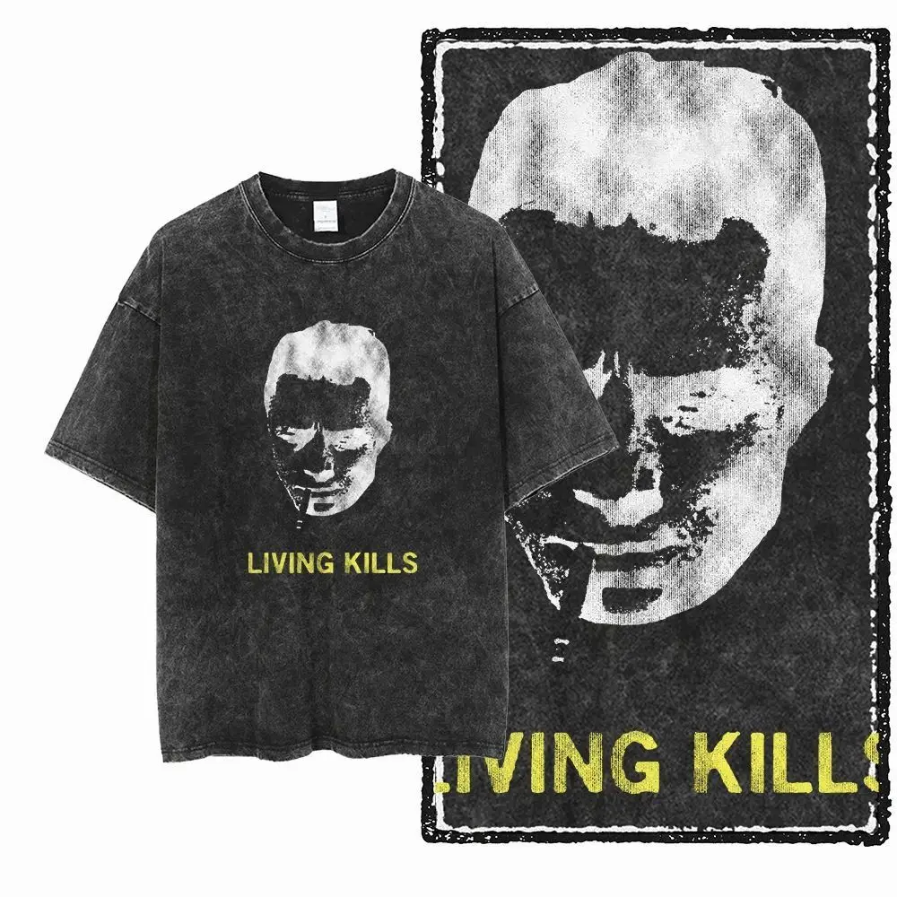

Printed Cotton Acid Washed Exclusive Graphic Unisex T Shirt Cool Vintage Streetwear Men Tshirts Big Size Tee for Men