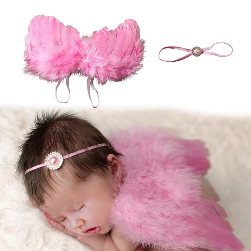 

Exquisite Newborn Baby Photography Props Angelic Feather Wing with Headband Set for Captivating Portraits