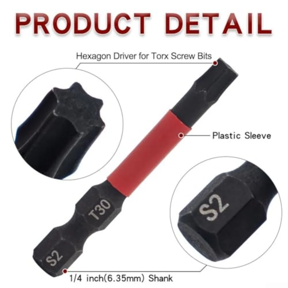 

10 Piece Screwdriver Head Set T7 T8 Metal with Hexagonal 14 Inch Shank Perfect for Electric Drills and Screwdrivers