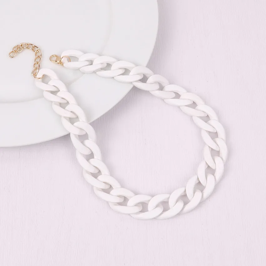 FishSheep Trendy Colorful Acrylic Chain Choker Necklaces For Women Statement Matte Resin Wide Chain Collar Neck Jewelry 2022 New image 3