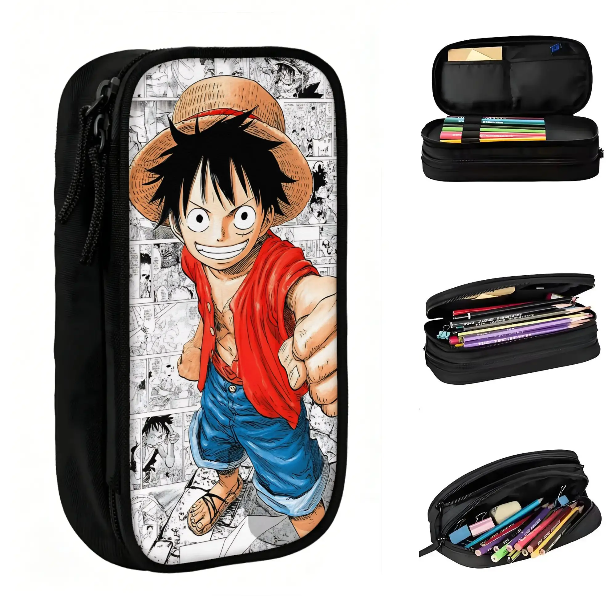 Custom Kawaii One P-Pieces Luffy Manga Pencil Case for Girls Boys Large Storage  Pencil Pouch School Supplies