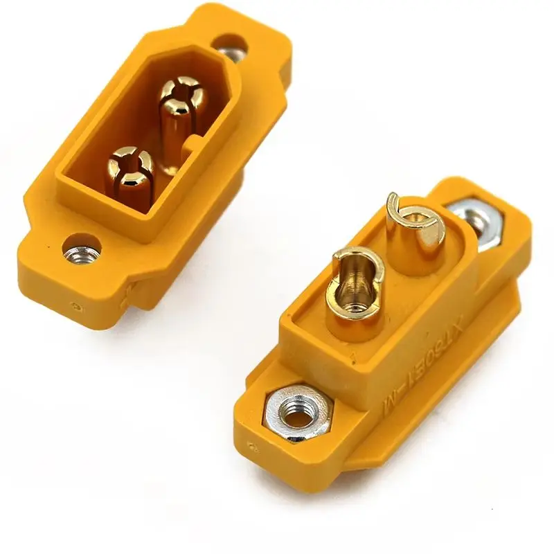 Free Shipping Amass 5 Pieces Xt60e-male with M2.5 Nut Built-in Panel Mount Model Aircraft Connector