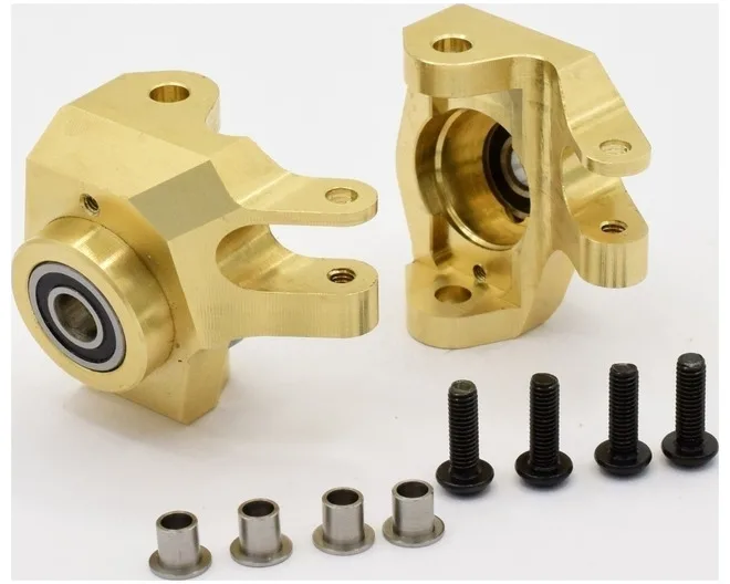 Hot Racing SCXT21HM Brass Heavy Metal Front Steering Knuckles for Axial SCX10 II / AR44 (46g Each, 92g Pair)