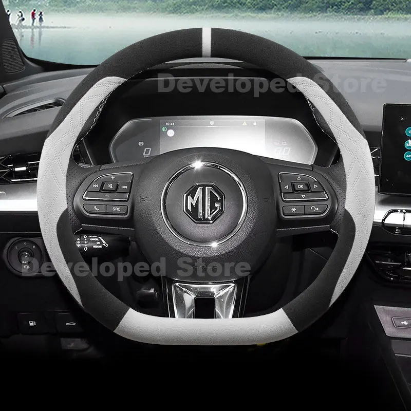 Suede Warm Car Steering Wheel Cover For MG ZS HS EHS GT MG 5 2019 2020 2021 2022 Heated Steering Wheel Cover Auto Accessories