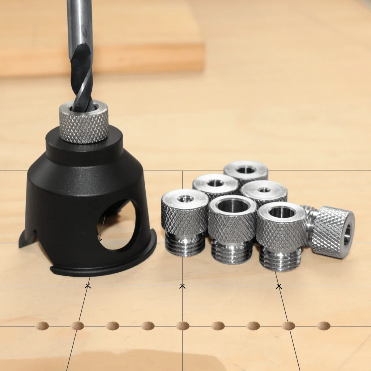 

3-10mm Aluminum Vertical Drill Guide with 8 Steel Bushings - 90 Degree Positioner for Straight Hole Drilling