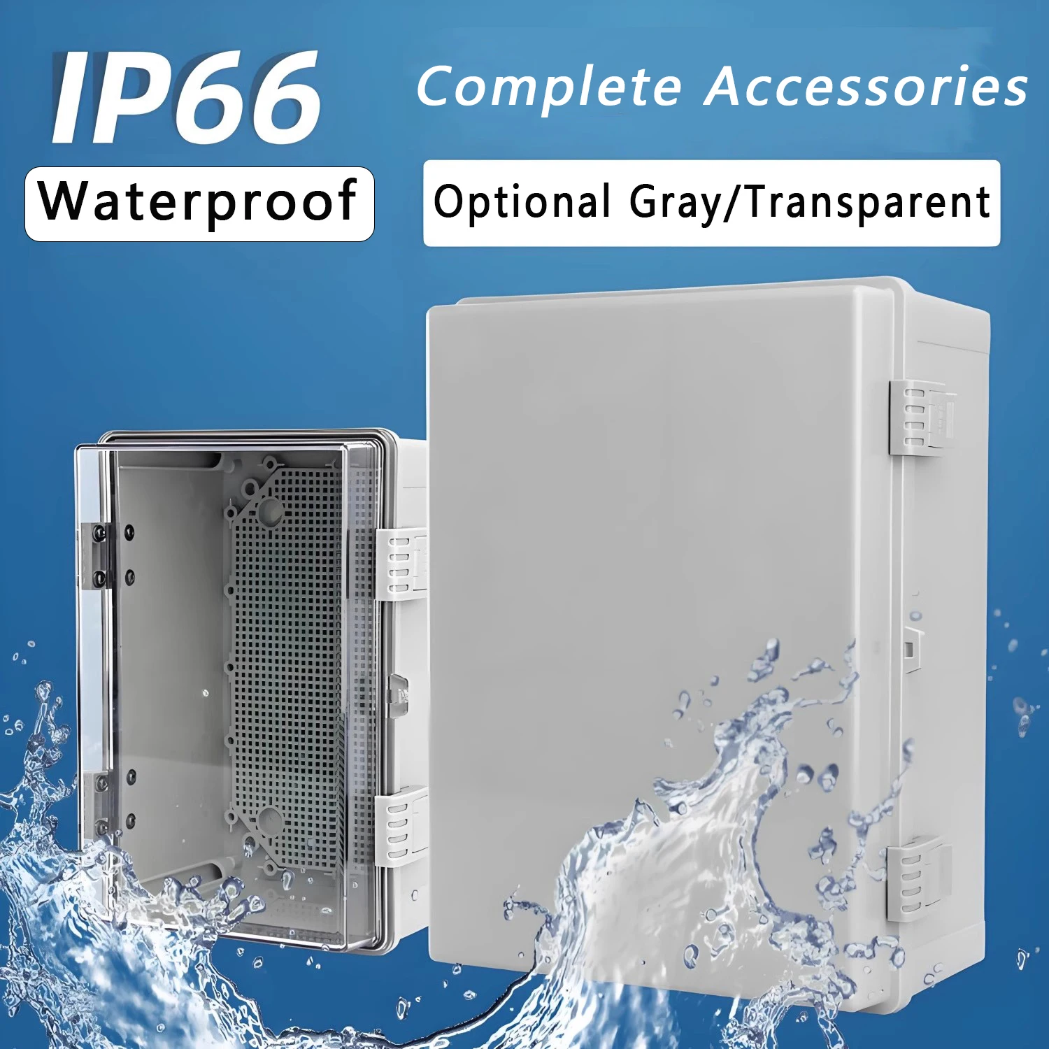 IP66 Waterproof Plastic Box ABS Wire Junction Box Gray/Transparent Cover Enclosure Outdoor Electronic Engineering Projects Box - Image 2
