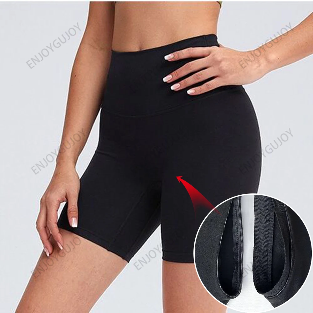 Short de yoga à haute élasticité pour femmes, entrejambe ouvert invisible, leggings de levage de hanche taille haute, pantalons de fitness de cyclisme de sport, sexe en plein air