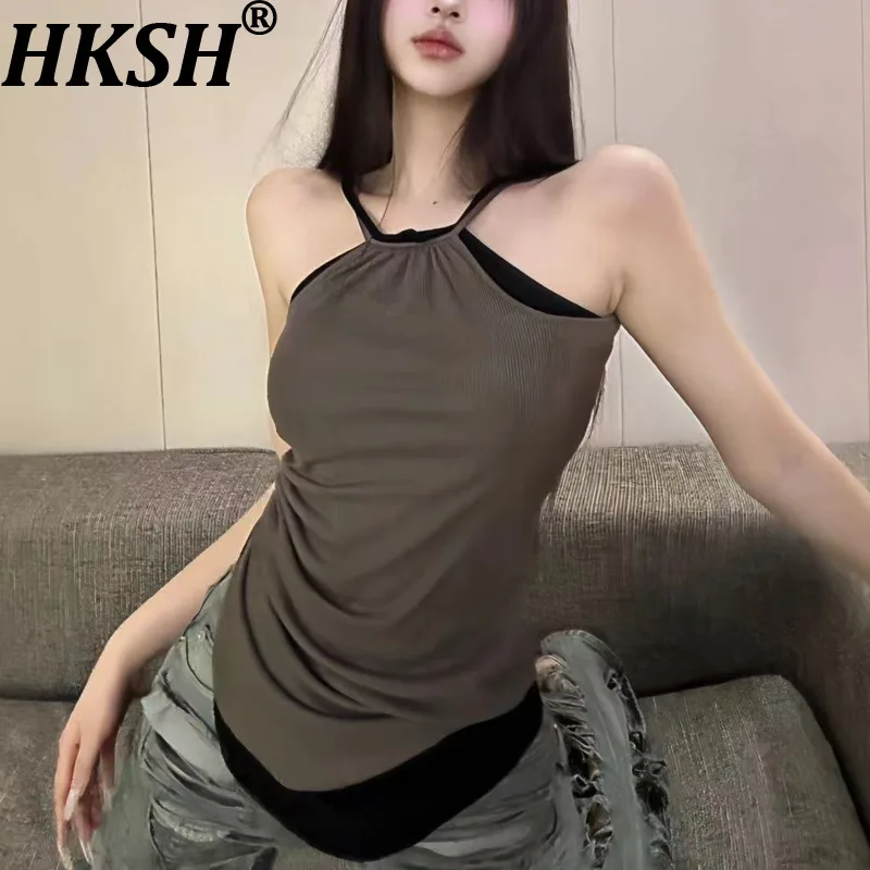 

HKSH Women Sexy Vest Dark RO Style Solid Color Camisole Versatile Slim Fit Sleeveless Chic Tide Tank Top New Summer 2026 HK21067
