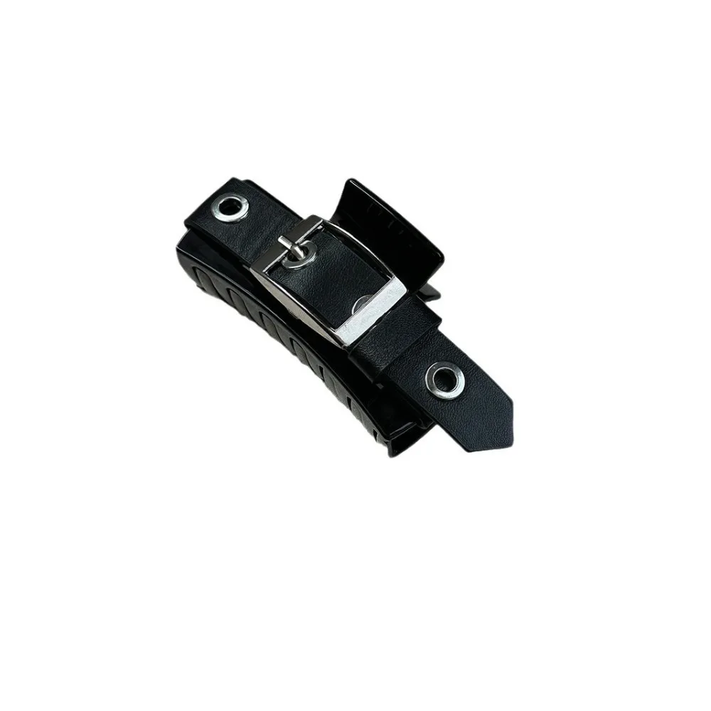 

Fashion Black Leather Strap Hair Clip Square Elegant Hairpin Grips Unique Punk Style Shark Clip for Girls