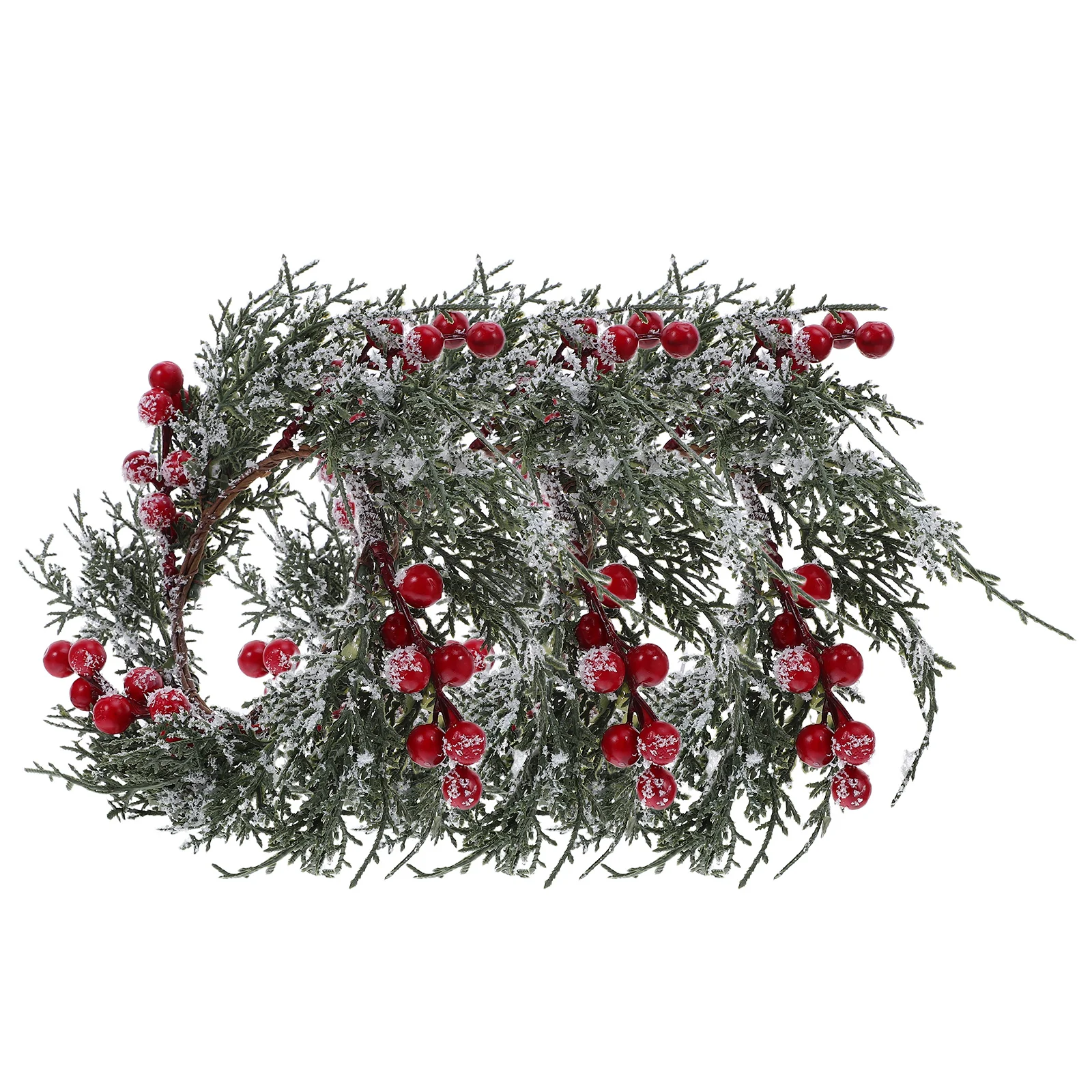 

3pcs Christmas Ring Pine Needle Red Fruit Wreath Holiday Table Centerpiece For Tapers Pillars Tea Light Candles