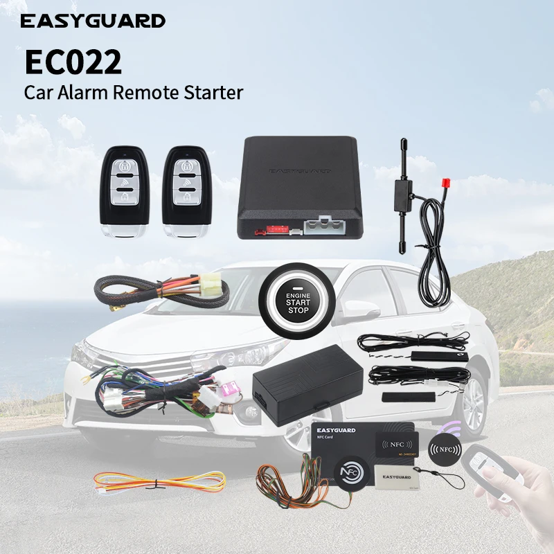 

Автосигнализация EASYGUARD Smart Key с дистанционным запуском, пассивным бесключевым доступом PKE, кнопкой запуска, NFC-блокировкой/разблокировкой и GPS-трекингом 4G LTE.