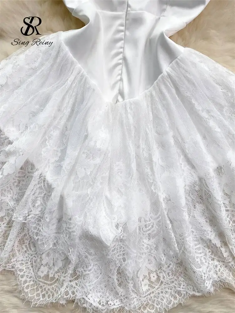 فرنسا أنيقة خمر فستان الدانتيل حزام سستة عارية الذراعين الصلبة عالية الجودة Hotsweet السيدات شيك فساتين الحفلات المسائية