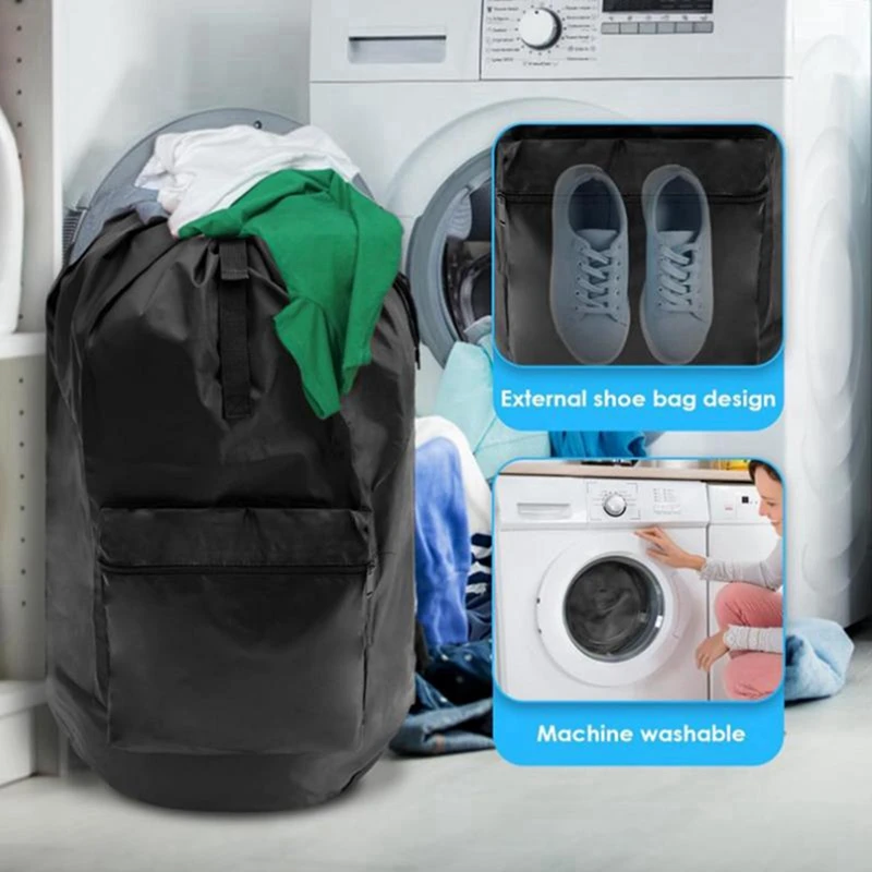 Cesta de lavanderia mochila roupas à prova dwaterproof água cesta de lavanderia grande capacidade ferramentas dormitório universitário saco de lavanderia-AT64