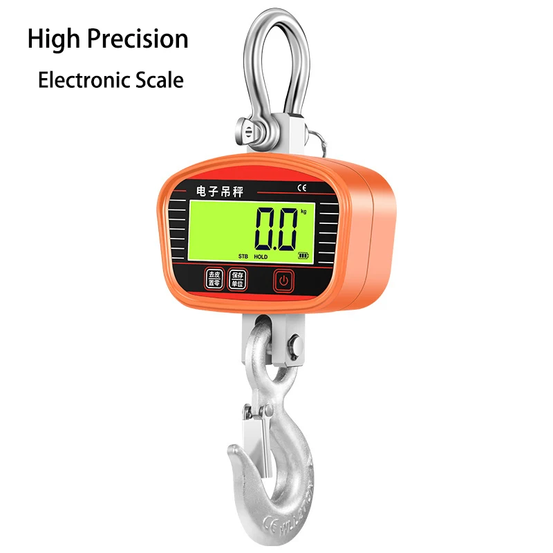 1500kg Electronic Crance Scale Digital LCD Display Portable Heavy Duty Weight Hook Crane Industrial Grade Weighing Meter Tool