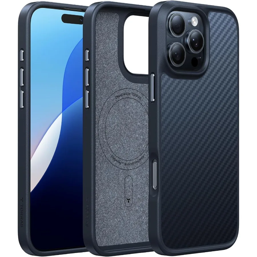 

Защита от падения в стиле милитари для iPhone 16 Pro с задней частью из арамидного волокна и дизайном с черными краями. Улучшенная совместимость MagSafe Sh.