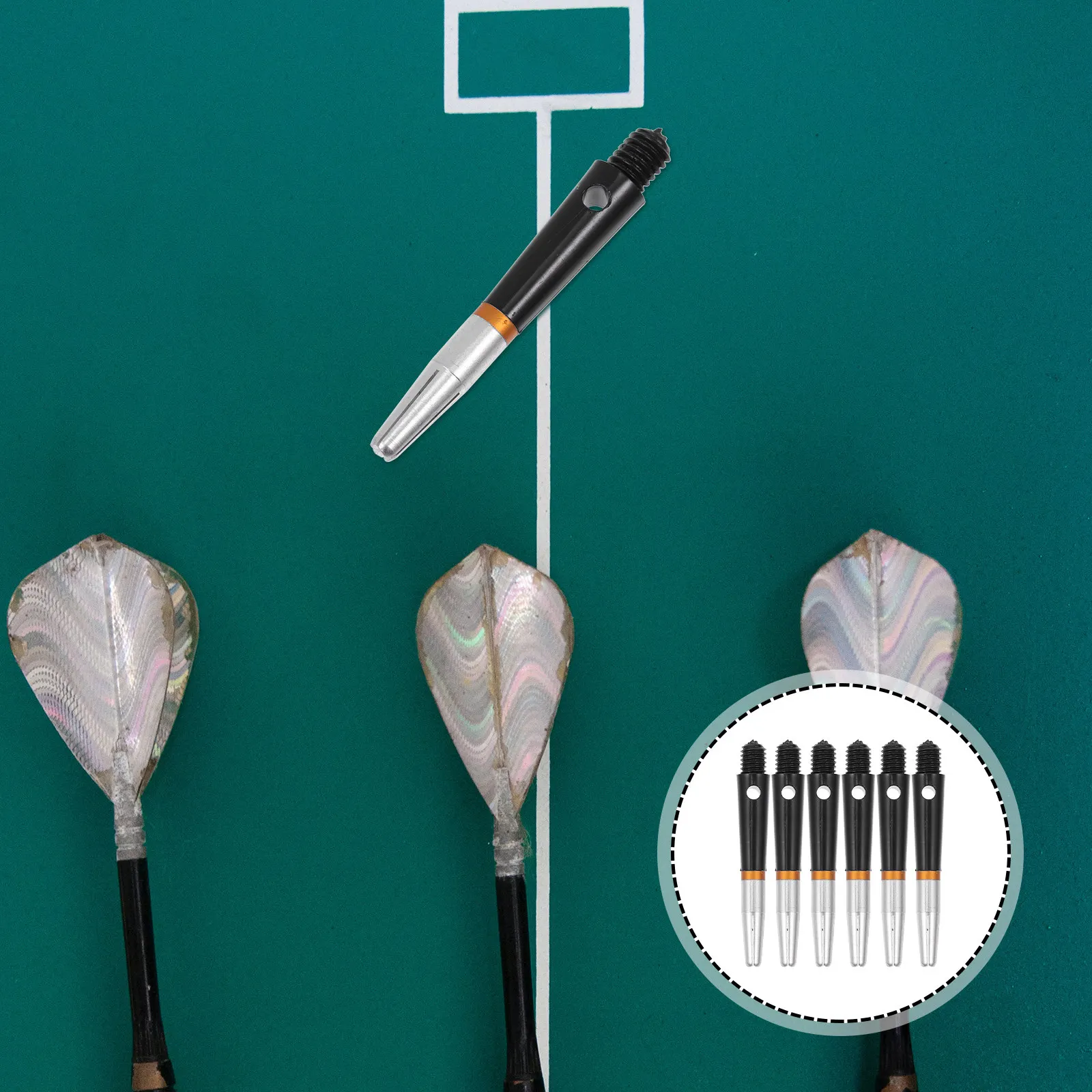 

6 шт. вращающихся алюминиевых нейлоновых стержней для дротиков, сменные, обеспечивающие стабильный полет, аксессуары для профессиональных и любительских игроков в дартс