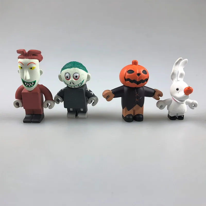 4-7cm 7 pz/lotto Nightmare Before Christmas Jack Skull Pumpkin Halloween Doll Building Blocks modello ornamenti a mano regali