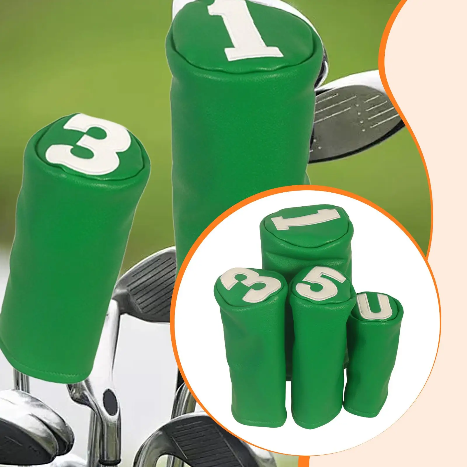 

4Pcs Golf Club Covers for Woods Driver Fairway Hybrid Portable 1 3 5 UT Non Scratch Soft Golf Headcovers for Woods PU Leather