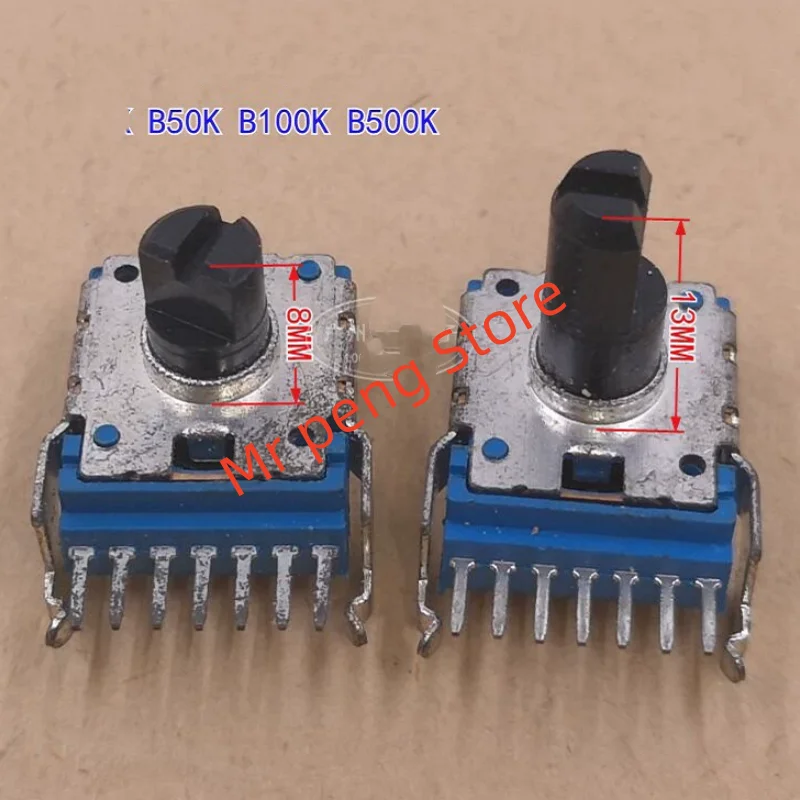 2pcs RK14D Volume rotary potentiometer Dual 7-pin B50K B100K B500K power amplifier adjustment horizontal