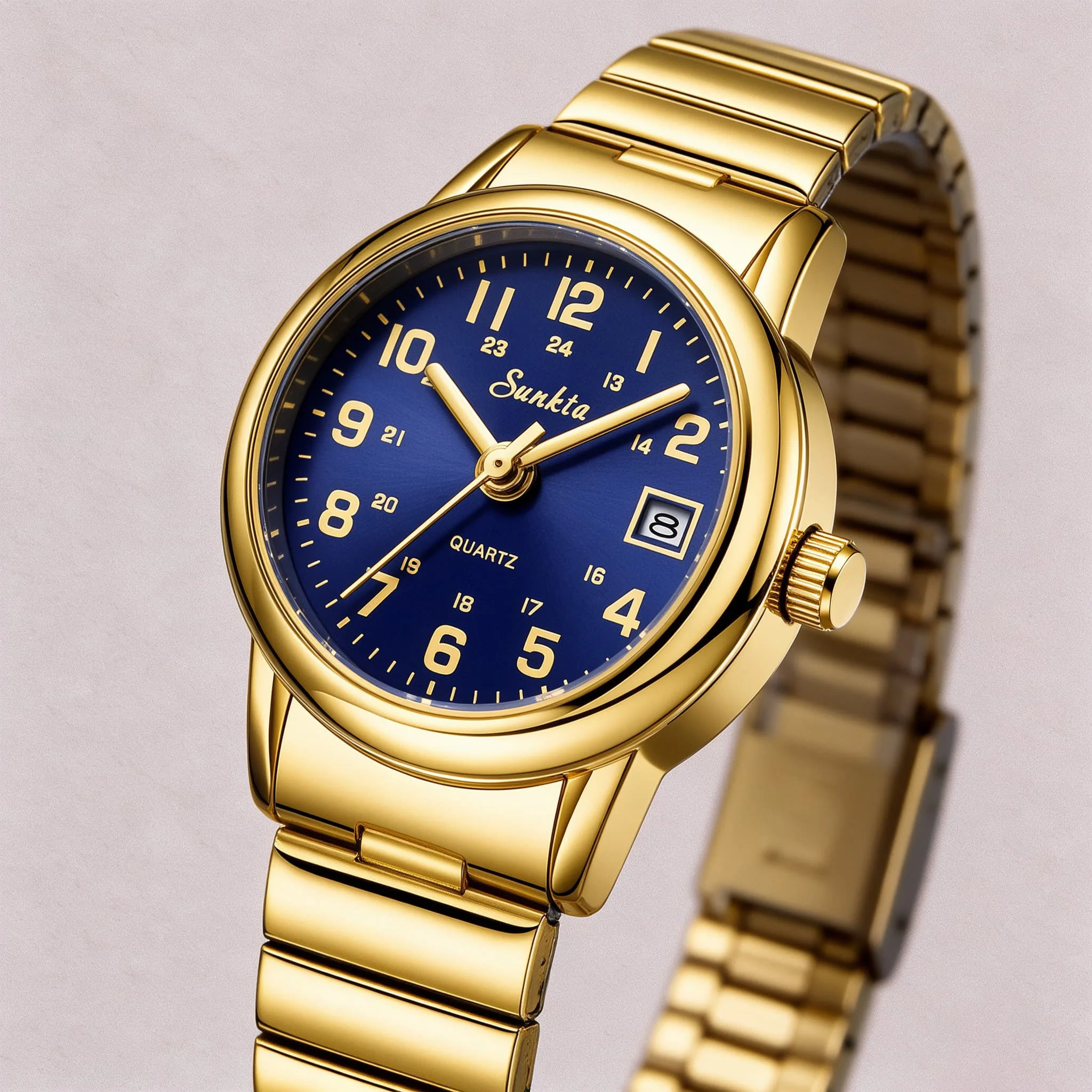 SUNKTA Watch Women New Fashion Luxury Stainless Steel Wristwatch Bracelet Simple Golden Waterproof Luminous Ladies Watches