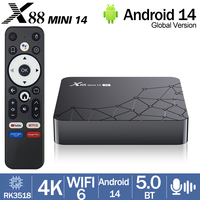 X88 Mini 14 Android TV BOX 2G 16G RK3528 4K HD Smart TV Box Android 14 Set Top Box Wifi6 BT5.0 Wifi6 Media Player Voice Remote