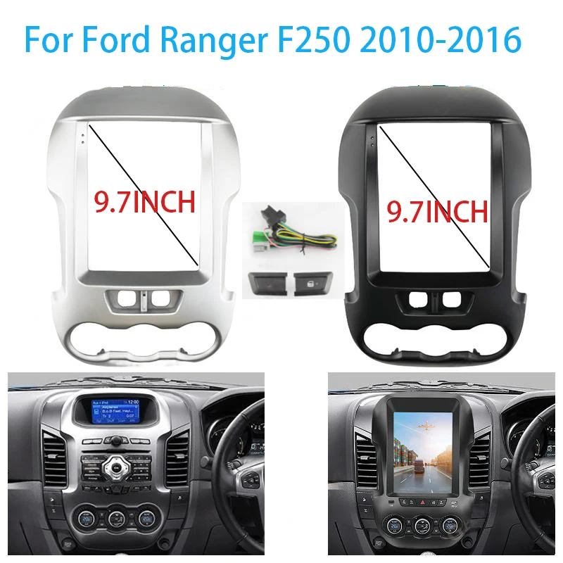 9.7 Inch 2 Din Car Radio Fascias For Ford Ranger F250 2010-2016   Multimedia Frame Video Player Navigation DVD Panel Trim