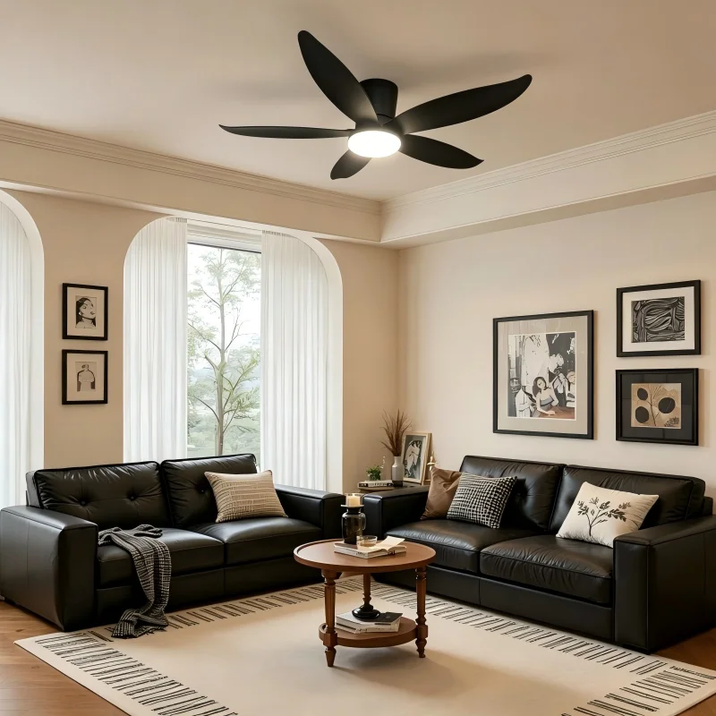 42 Inch Ceiling Fans With Lights Led 3 Color 6 Speeds DC Motor Fans Remote Control Low Floor Decorative Fans With Lighting