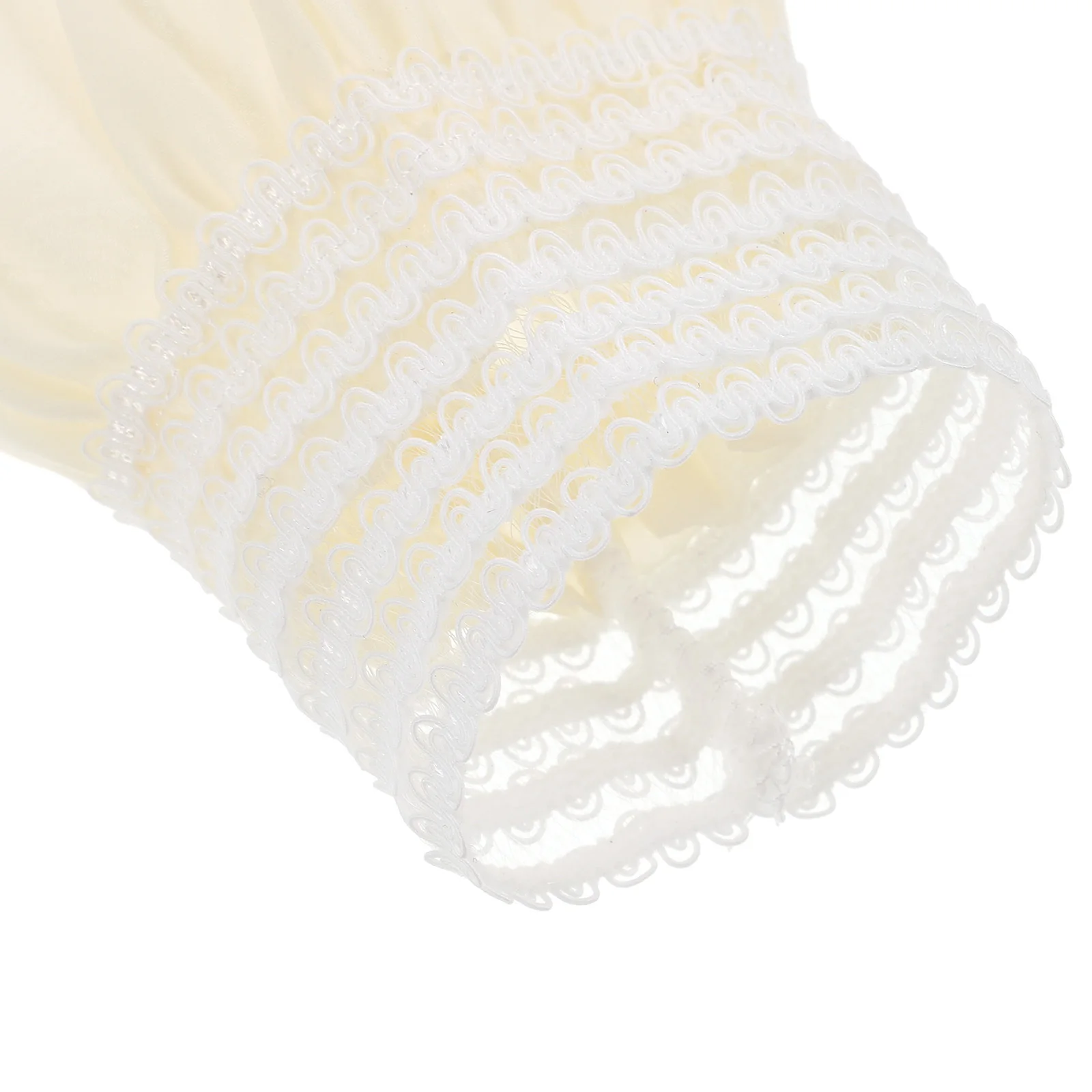 1 زوج انفصال النسيج الأبيض مطوي القرن الأصفاد المطرزة الدانتيل المعصم الأصفاد النساء الأزياء كم اكسسوارات الحرف اليدوية