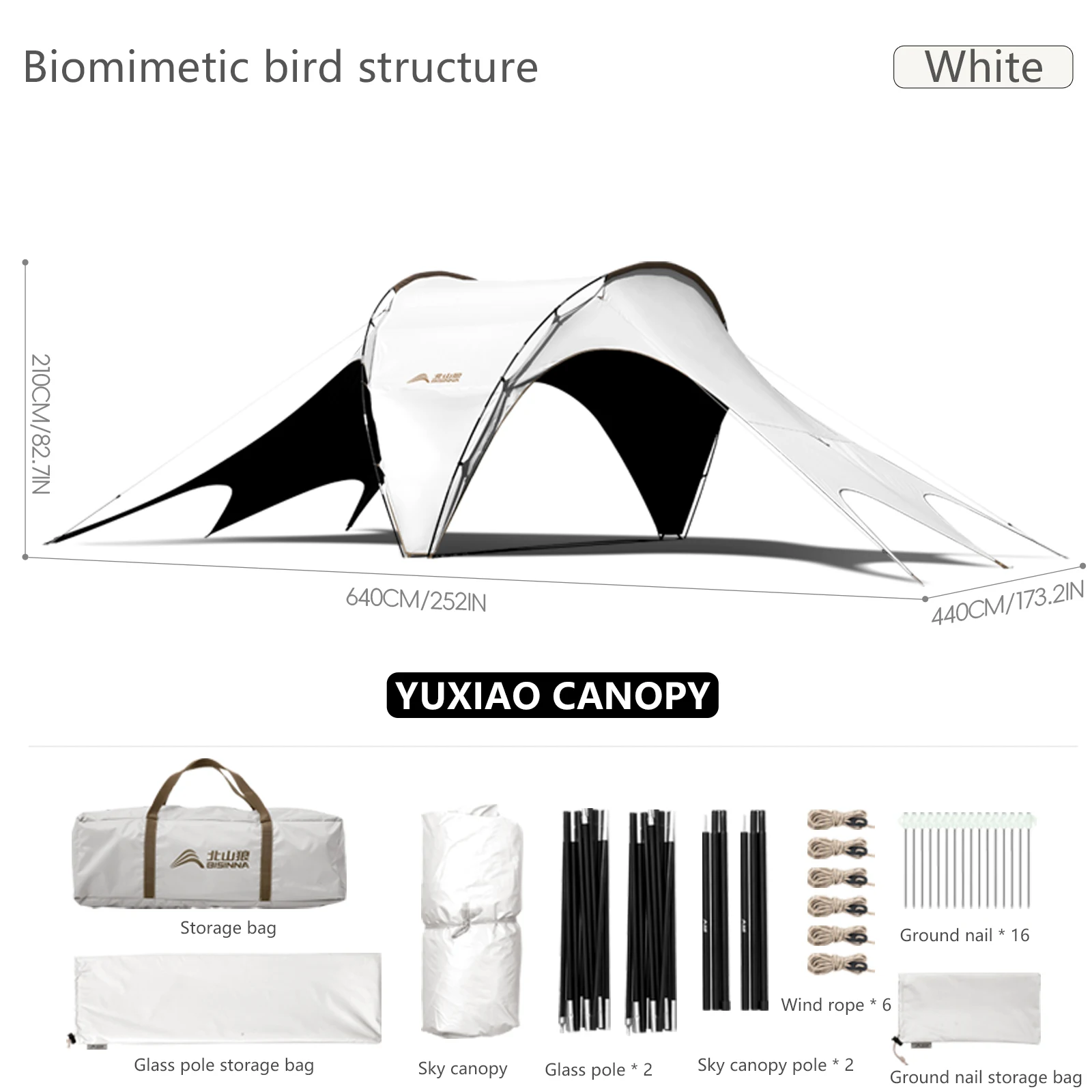 BISINNA Camping Zwarte Coating Tarp Grote Regendichte en UV-bestendige Luifel Zonnescherm Vlinder Zonnescherm Strand Tuinbenodigdheden