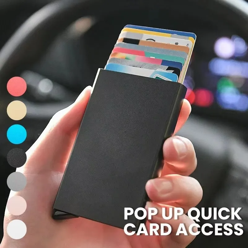 Rfid Smart Wallet Card Holder Metal Thin Slim Men Women Wallets Pop Up Minimalist Wallet Small Black Purse Vallet Walets for Men - view 2