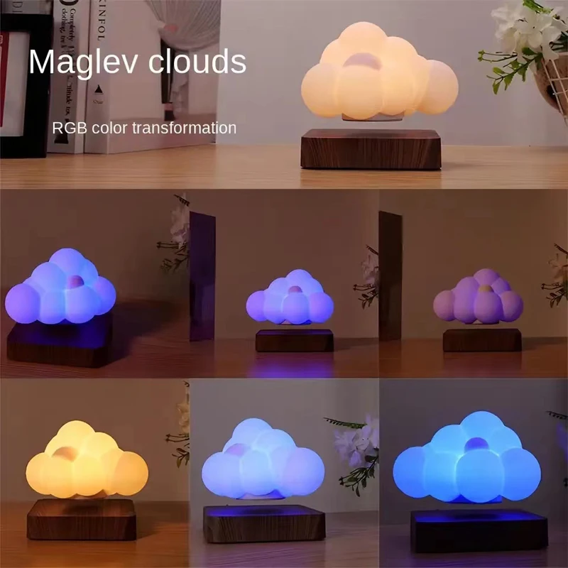 Magnetische zwevende wolkenlamp 360 graden zelfzwevende led-nachtverlichting RGB met bliksem thuis tafellamp voor kantoordecoratie