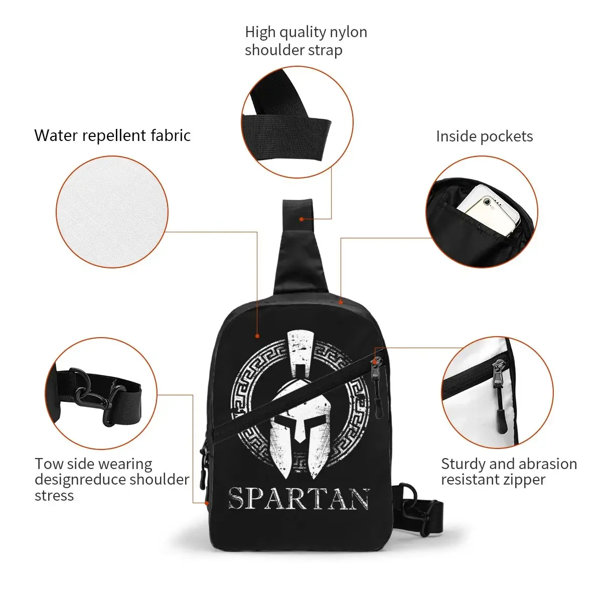 Spartan Molon Labe Sparta Sling Crossbody Chest Bag Men Casual Shoulder Backpack for Camping Biking