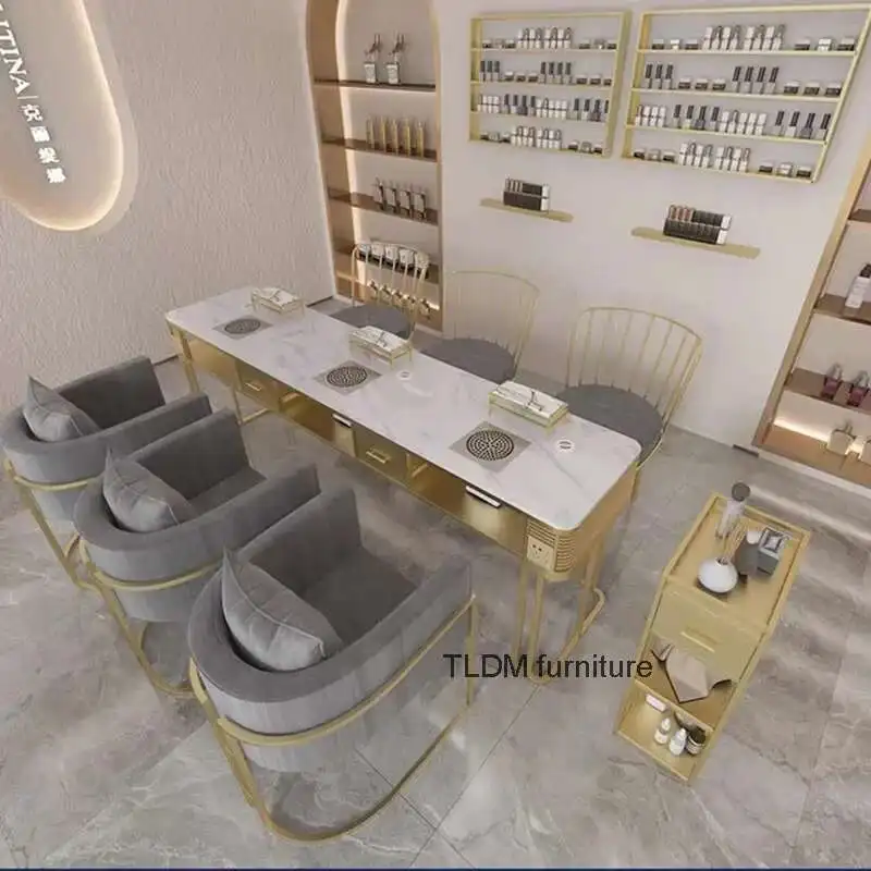 

Portable Nail Table Nail Salon Organizer Marble Designer Manicure Table Workstation Schminktisch Beauty Salon Furniture MQ50NT