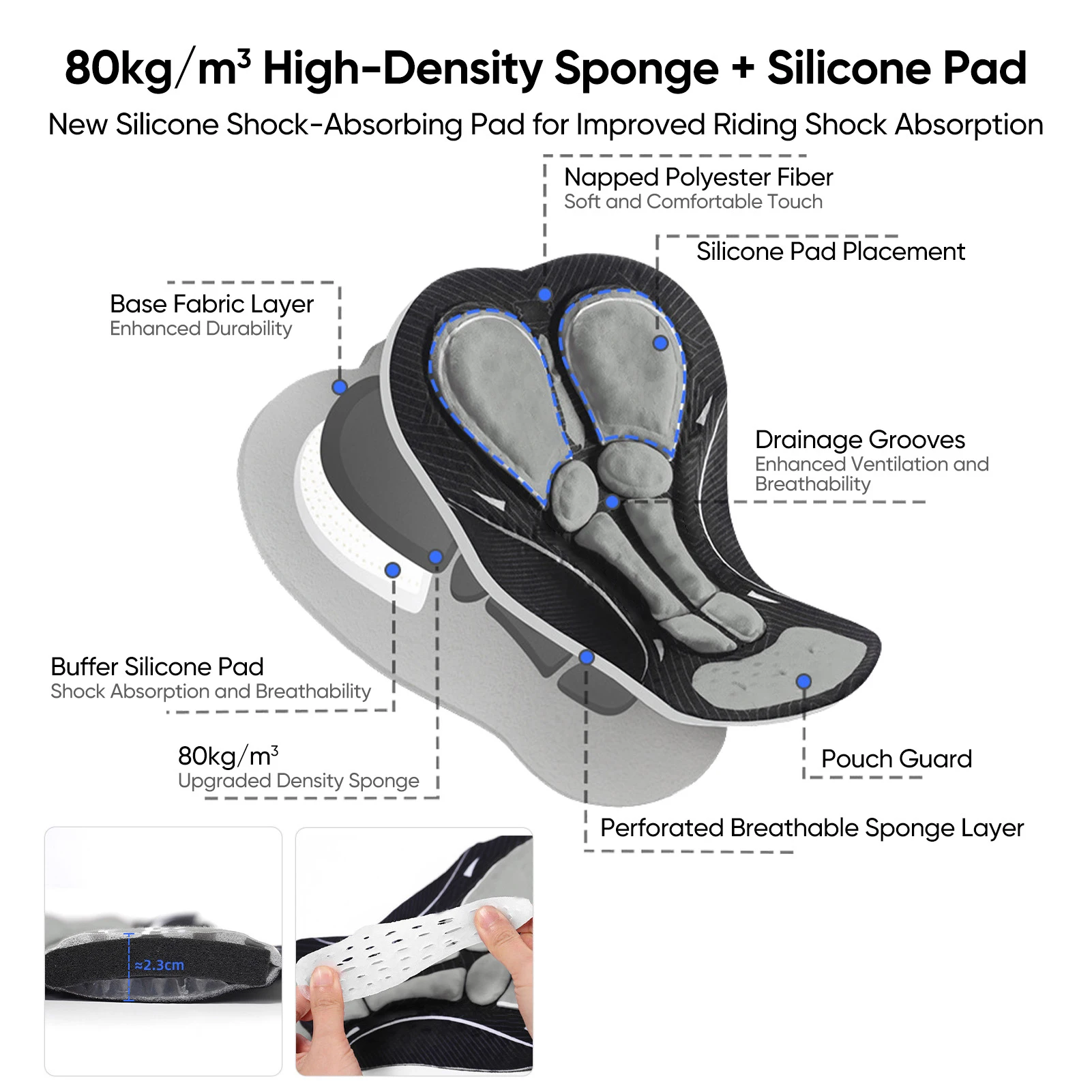 Riding Pants 2 in 1 Bike Commuting Riding Pants Shock Absorbing Sweat-wicking Quick-dry Ventilation Reflective Hiking Shorts