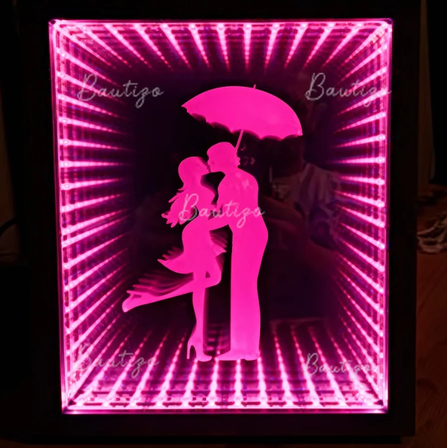 Custom LED 3D Infinity Mirror Light Up Sign Wall of Letters LED 3D Light Modern Geometric Up Advertising Business Art Logo Sign